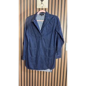 Dances Marvel Denim Long Sleeve Collared‎ Shirt Dress Medium Blue Cotton